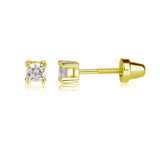 Kids 14K Gold-Plated Clear CZ Earrings