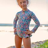 Long sleeve Girls Floral Swimsuit