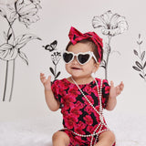 Moonlit Blooms Ruffle Sleeve Shorty Romper