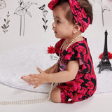 Moonlit Blooms Ruffle Sleeve Shorty Romper