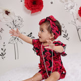 Moonlit Blooms Ruffle Sleeve Shorty Romper