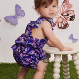 Iridescent Indigo Ruffle Strap Bubble Romper