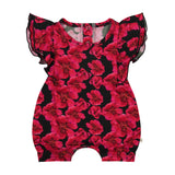 Moonlit Blooms Ruffle Sleeve Shorty Romper
