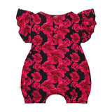 Moonlit Blooms Ruffle Sleeve Shorty Romper