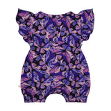 Iridescent Indigo Ruffle Sleeve Shorty Romper