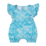 Seashell Serenade Ruffle Sleeve Shorty Romper
