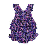 Iridescent Indigo Ruffle Strap Bubble Romper