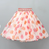 White & Pink Floral One Shoulder Lehenga choli