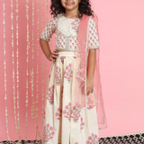 Cream with Pink Florals Lehenga choli