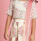 Cream with Pink Florals Lehenga choli