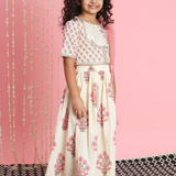 Cream with Pink Florals Lehenga choli