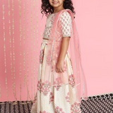 Cream with Pink Florals Lehenga choli