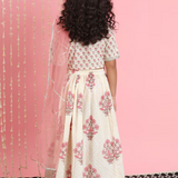 Cream with Pink Florals Lehenga choli
