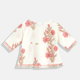 Cream Floral Empire Pure Cotton Kurti with Sharara