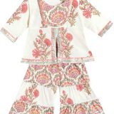 Cream Floral Empire Pure Cotton Kurti with Sharara