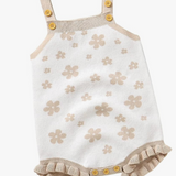 Flower Knit Ruffle Romper
