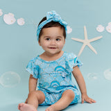 Seashell Serenade Ruffle Sleeve Shorty Romper