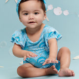 Seashell Serenade Ruffle Sleeve Shorty Romper