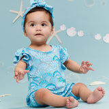 Seashell Serenade Ruffle Sleeve Shorty Romper