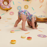 Donut Space Out Ruffle Sleeve Shorty Romper