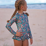 Long sleeve Girls Floral Swimsuit
