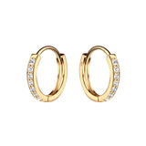 14K Gold-Plated Huggie CZ Hoop Earrings Kids, Girls, Women