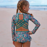 Long sleeve Girls Floral Swimsuit