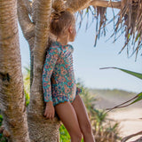 Long sleeve Girls Floral Swimsuit
