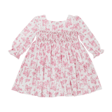 Divine Dress exclusive creation Kidiwi in toile de jouy smocked on the front and back