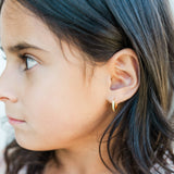 14K Gold-Plated Huggie CZ Hoop Earrings Kids, Girls, Women