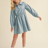 Girls' Long Sleeve Chambray Shirt Dress