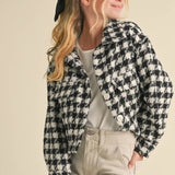 Tweed Houndstooth Pattern Jacket