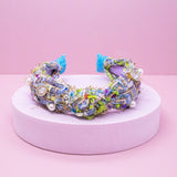 Kids Knot Headband - Embellished Rhinestone Pearl Tweed