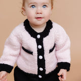 Coco Cardigan, Baby Pink/Black | Kids Pearl Sweater