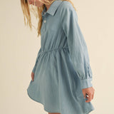 Girls' Long Sleeve Chambray Shirt Dress