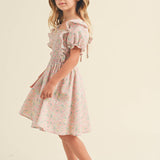 Floral Print Fit & Flare Dress with Smocked Bodice and Ruffles