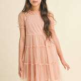 Girls Pink Ruffle A-line Dress