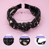 Embellished Knot Headband - Tweed Rhinestone Pearl