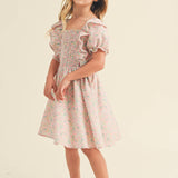 Floral Print Fit & Flare Dress with Smocked Bodice and Ruffles