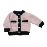 Coco Cardigan, Baby Pink/Black | Kids Pearl Sweater