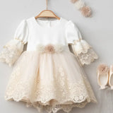 Lace Baptism Dress Set in 4 Pcs