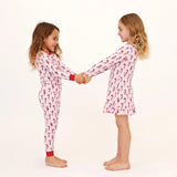 Candy Cane Two Piece Pajama in Pink