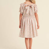 Floral Print Fit & Flare Dress with Smocked Bodice and Ruffles