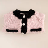 Coco Cardigan, Baby Pink/Black | Kids Pearl Sweater