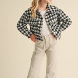 Tweed Houndstooth Pattern Jacket