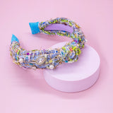 Kids Knot Headband - Embellished Rhinestone Pearl Tweed