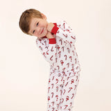 Candy Cane Classic Two Piece Pajama Set in White