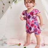 Blushing Blooms Ruffle Sleeve Shorty Romper