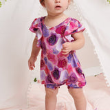 Blushing Blooms Ruffle Sleeve Shorty Romper