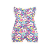 Donut Space Out Ruffle Sleeve Shorty Romper